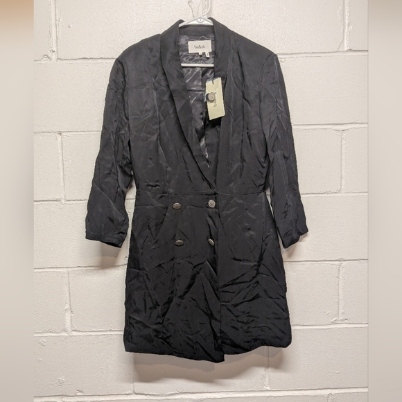 ba&sh Arya Blazer Button Dress (Women's size 8 US) Black Cupro NWT - Picture 6 of 16